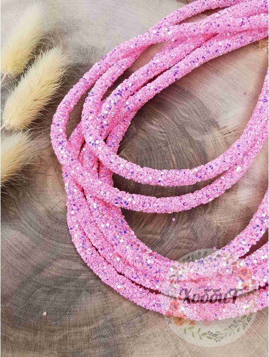 Шнур с крупными блестками (розовый), 20 сантиметров